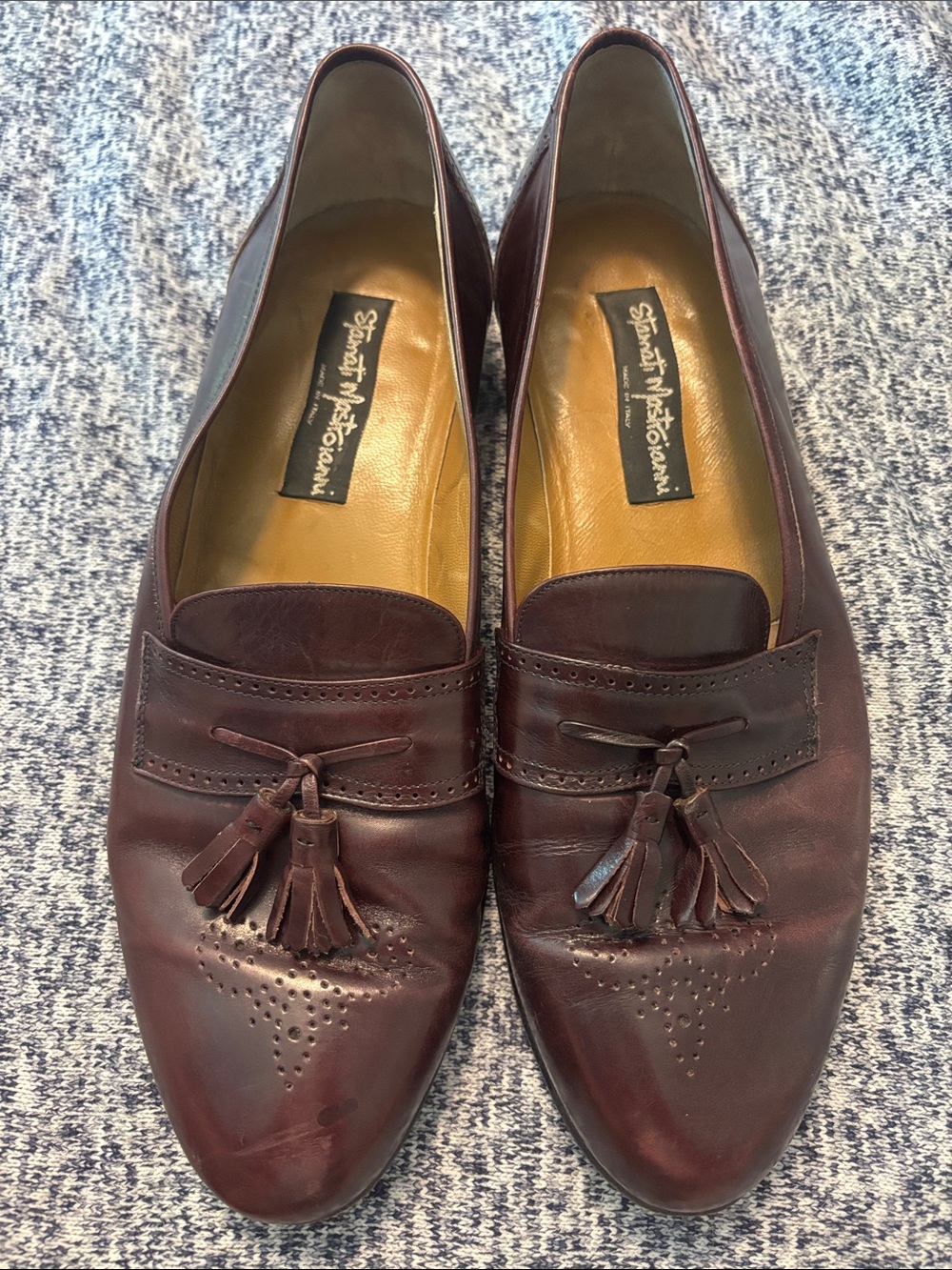 Stamati Mastroianni Men's Burgundy Leather Tassel Loafers